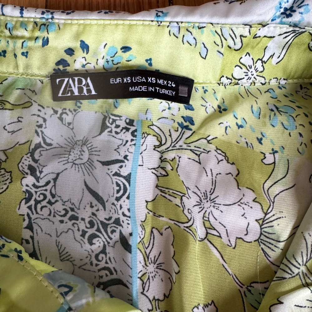 Zara Green And Blue Patchwork Button-Down Shirt - image 4